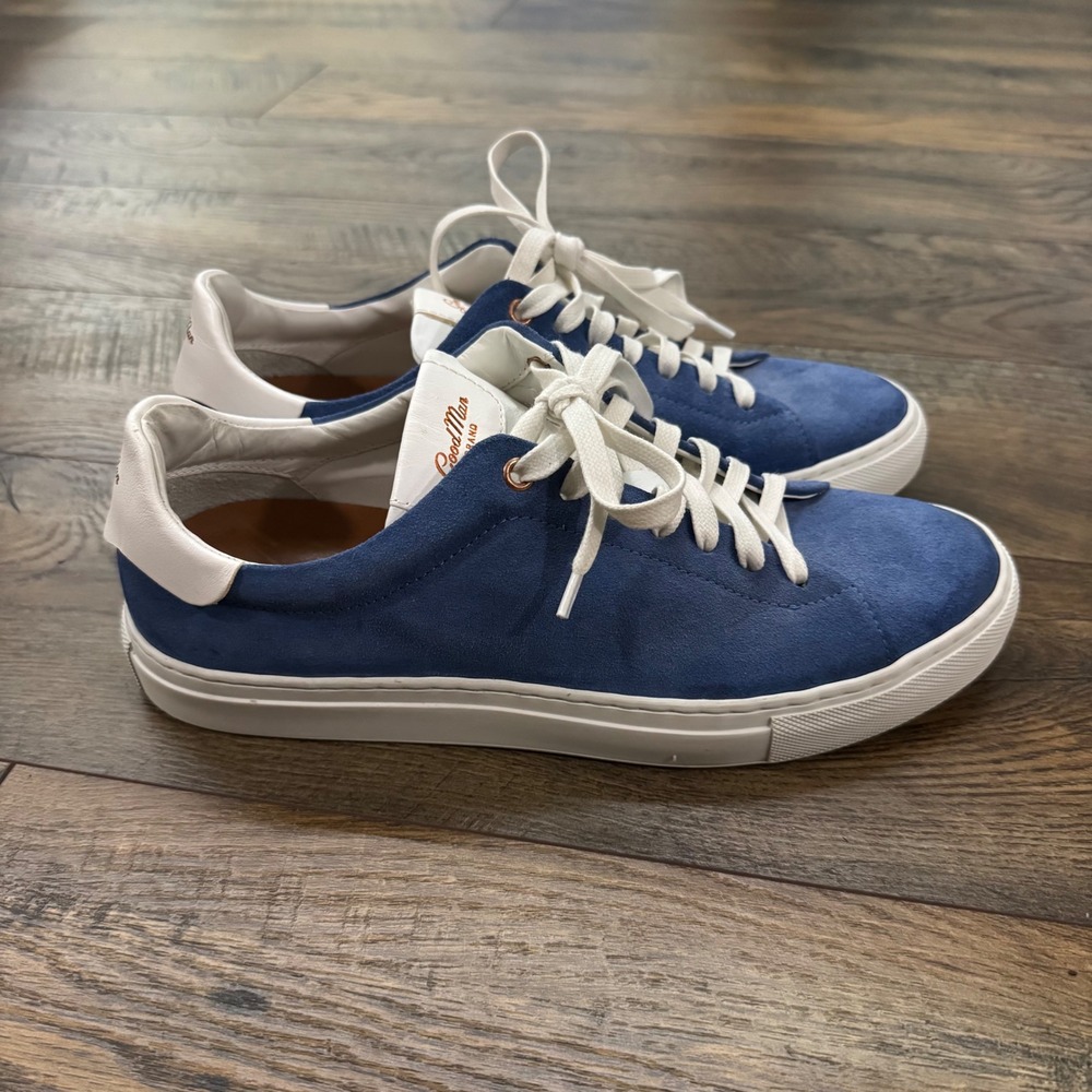 Good Man Brand Edge Blue Suede Low Top Sneakers Made in Italy Men 7 Casual Shoes